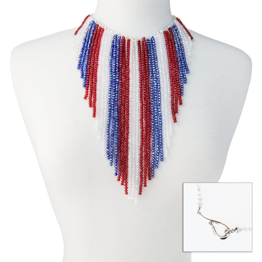 Red Rhinestone Fringe Necklace